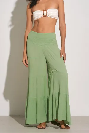 TIERED FLARE PANTS - SAGE