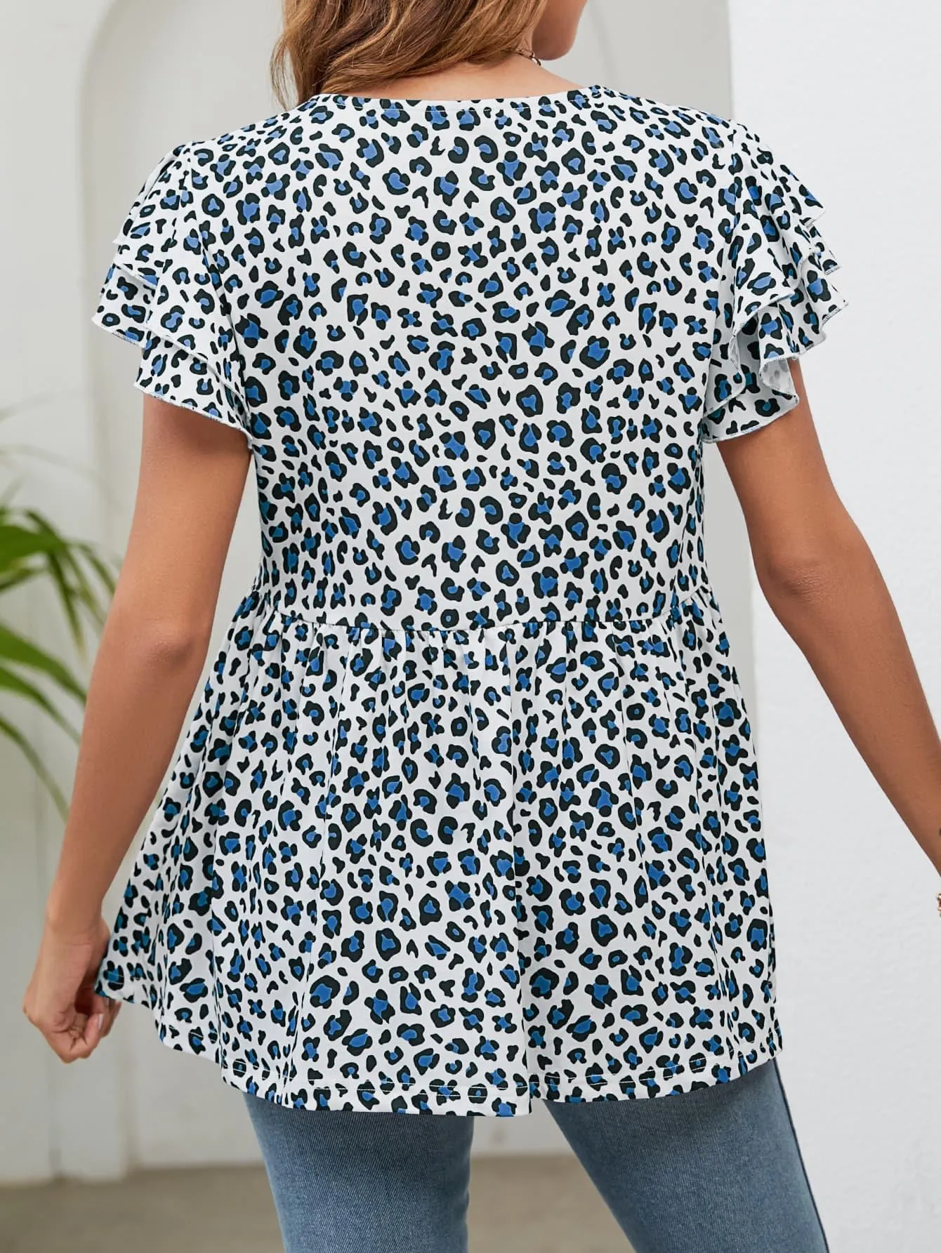 Today's Mood Leopard Babydoll Blouse