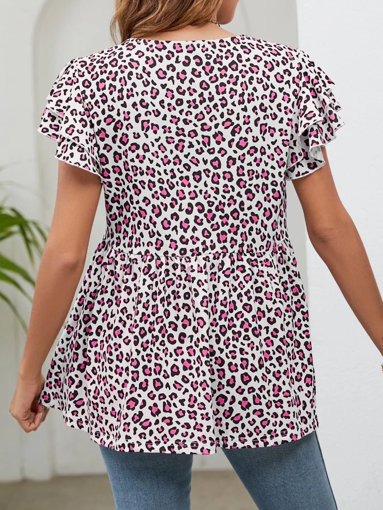 Today's Mood Leopard Babydoll Blouse