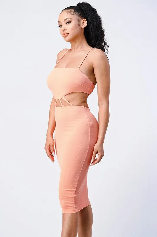 TRENDY LACED BACK CUT-OUT DRESS