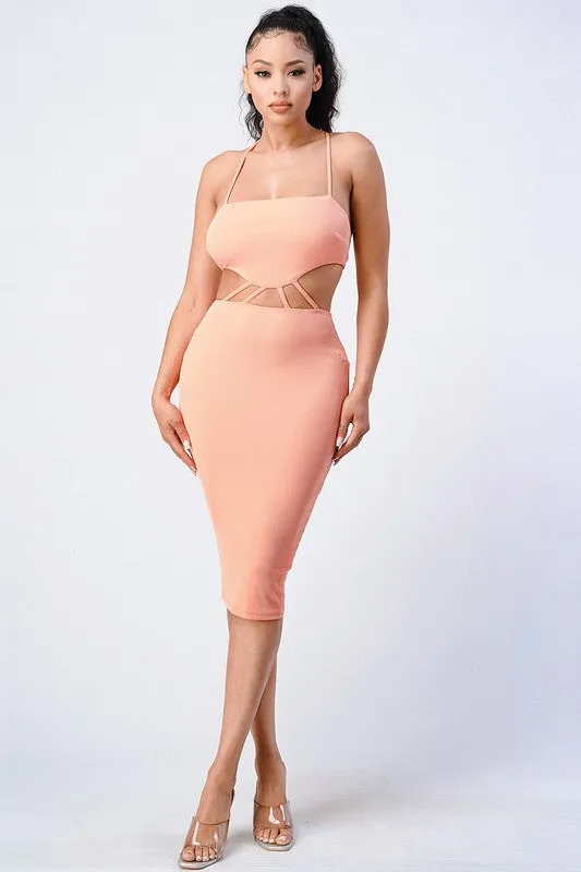 TRENDY LACED BACK CUT-OUT DRESS