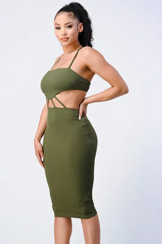 TRENDY LACED BACK CUT-OUT DRESS