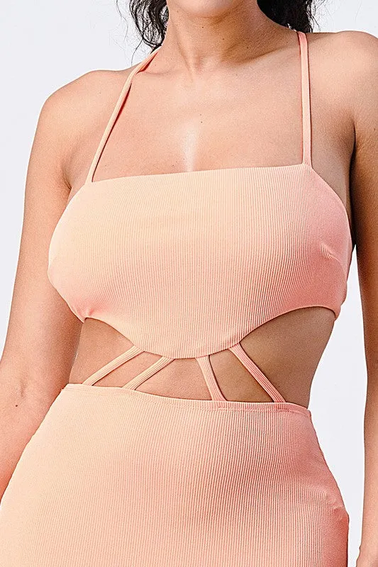 TRENDY LACED BACK CUT-OUT DRESS