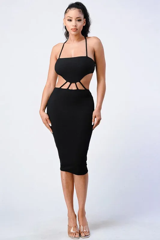 TRENDY LACED BACK CUT-OUT DRESS