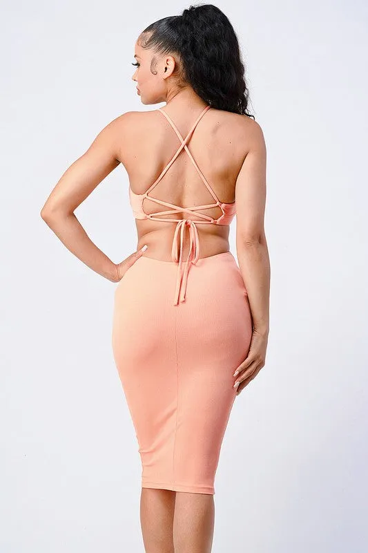 TRENDY LACED BACK CUT-OUT DRESS