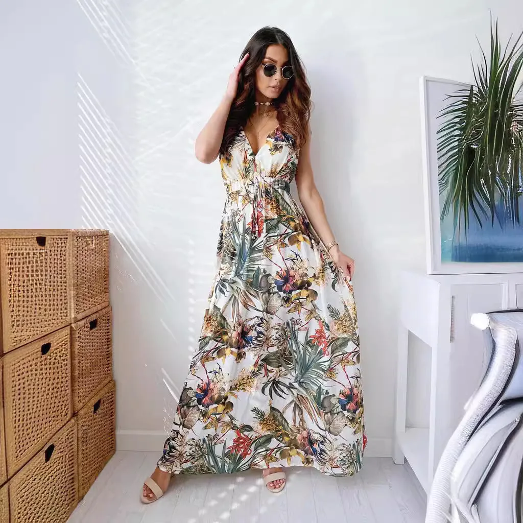Trendy Print Backless Dress