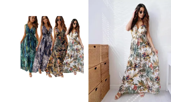 Trendy Print Backless Dress