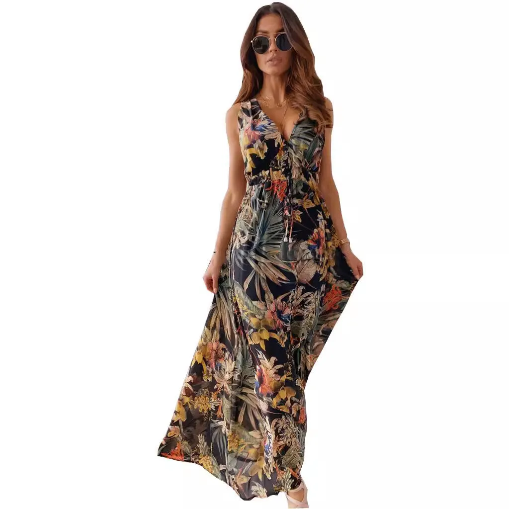 Trendy Print Backless Dress