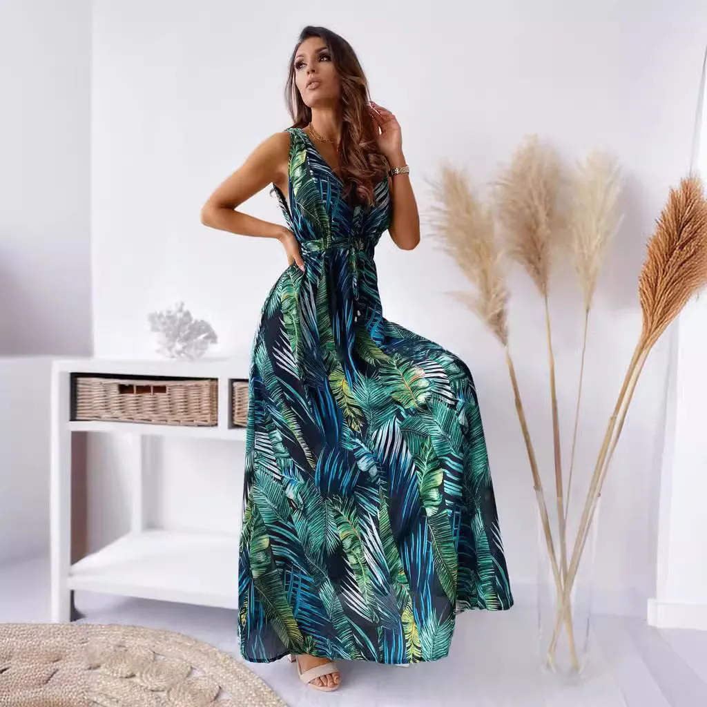 Trendy Print Backless Dress