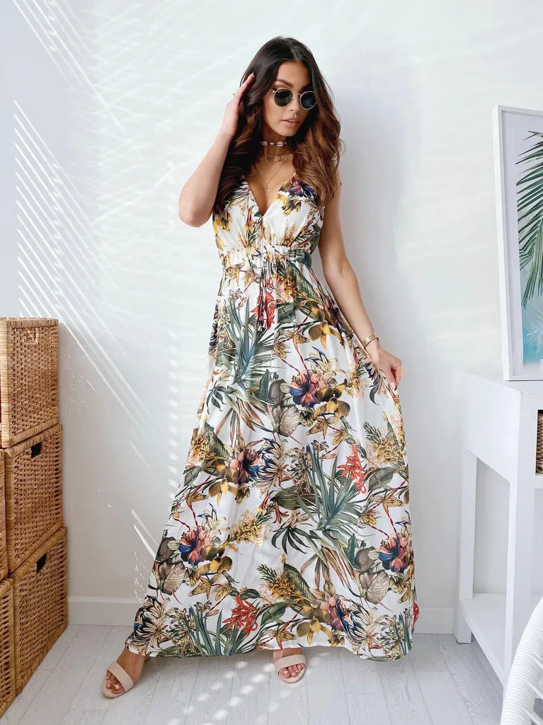 Trendy Print Backless Dress