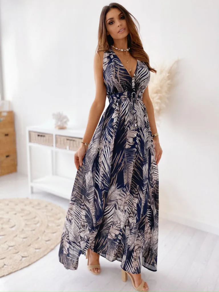 Trendy Print Backless Dress