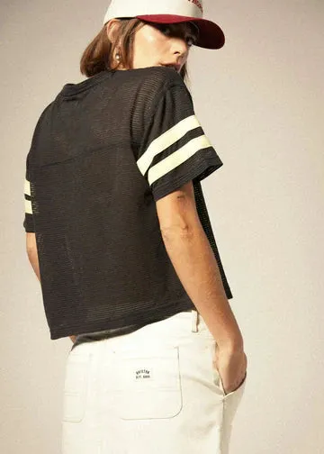Varsity Football Mesh T-Shirt | Washed Black