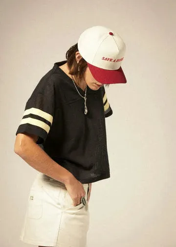 Varsity Football Mesh T-Shirt | Washed Black