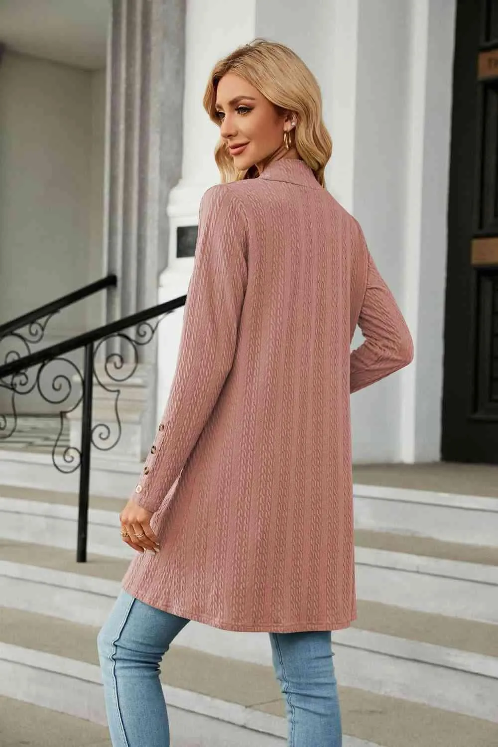 Warm Partner Open Front Long Sleeve Cardigan