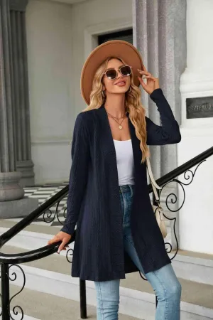 Warm Partner Open Front Long Sleeve Cardigan