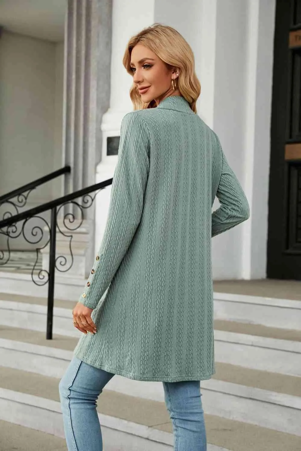 Warm Partner Open Front Long Sleeve Cardigan