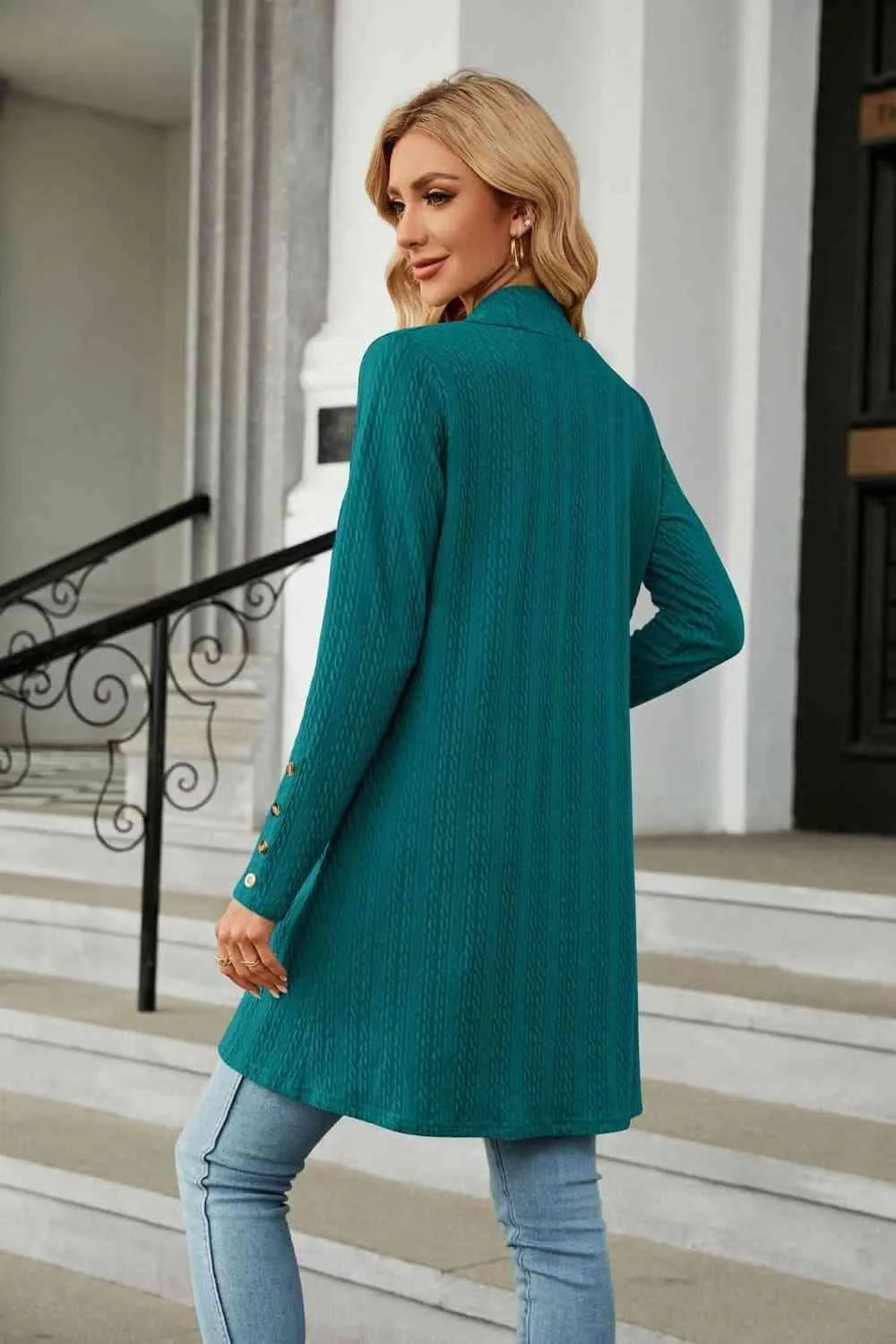 Warm Partner Open Front Long Sleeve Cardigan