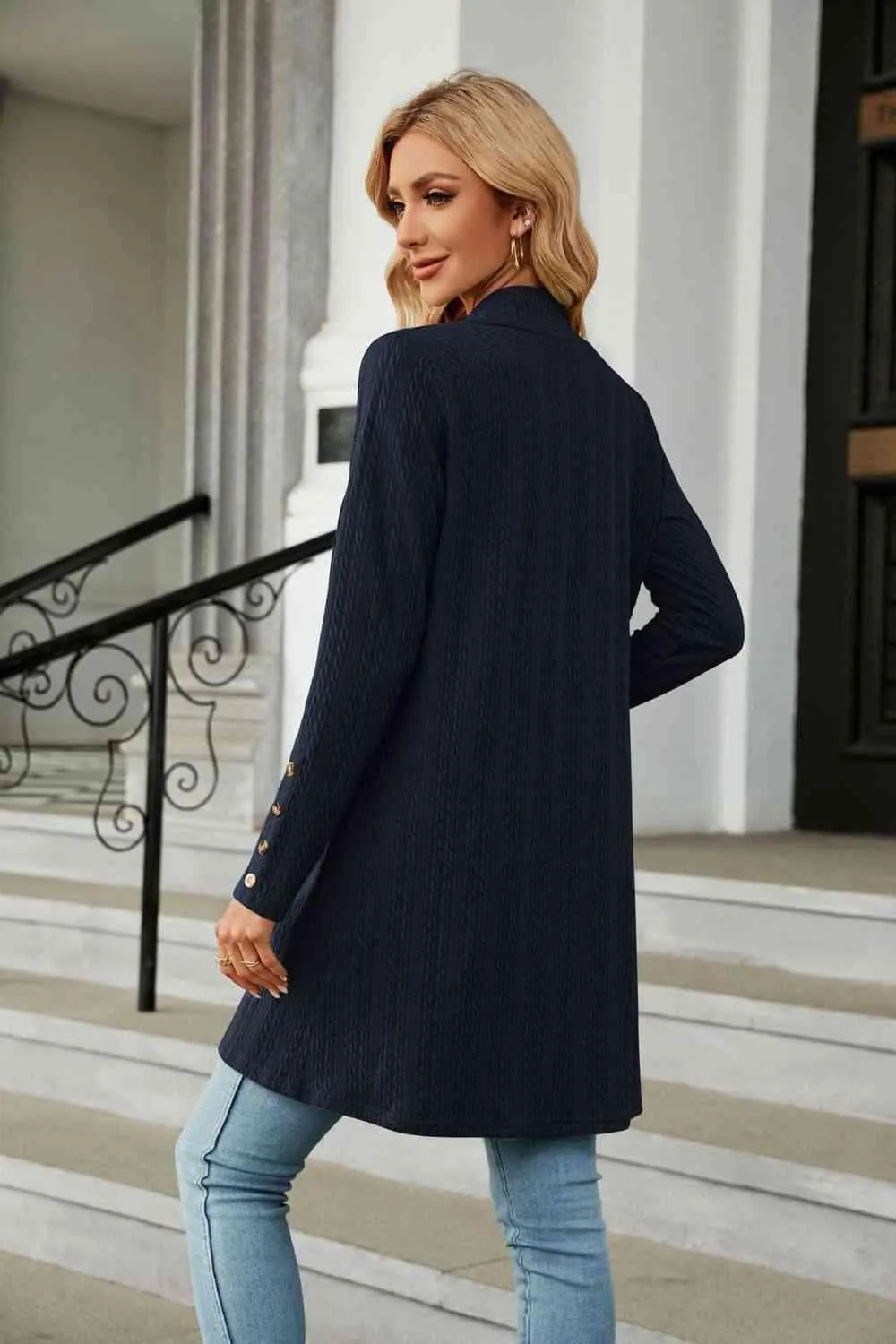 Warm Partner Open Front Long Sleeve Cardigan