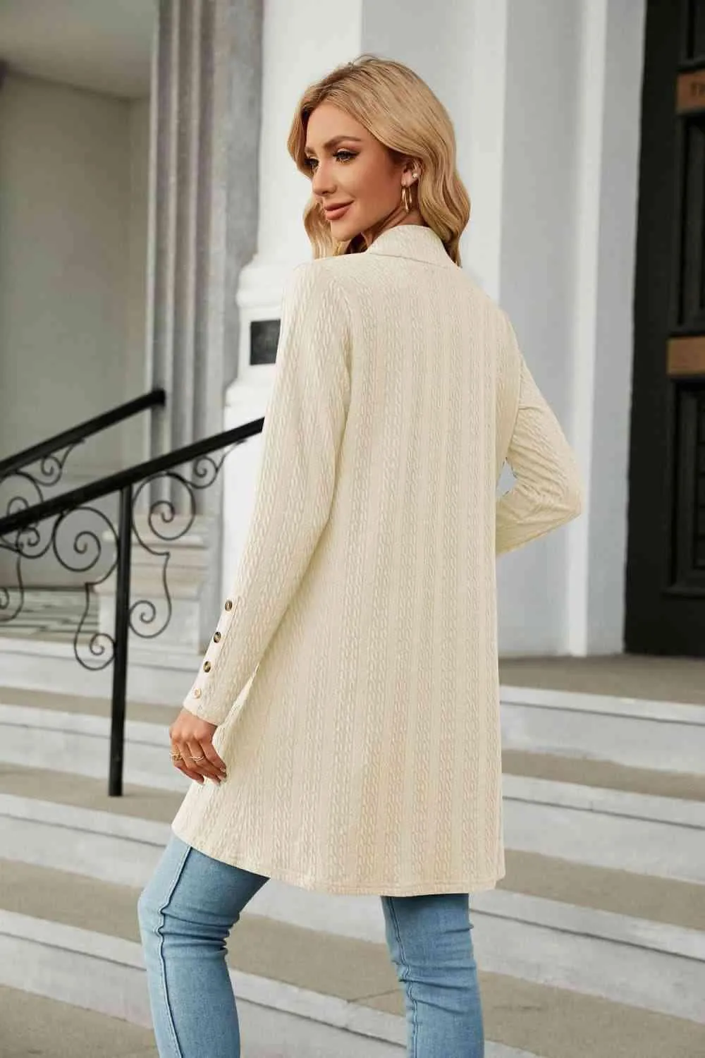 Warm Partner Open Front Long Sleeve Cardigan