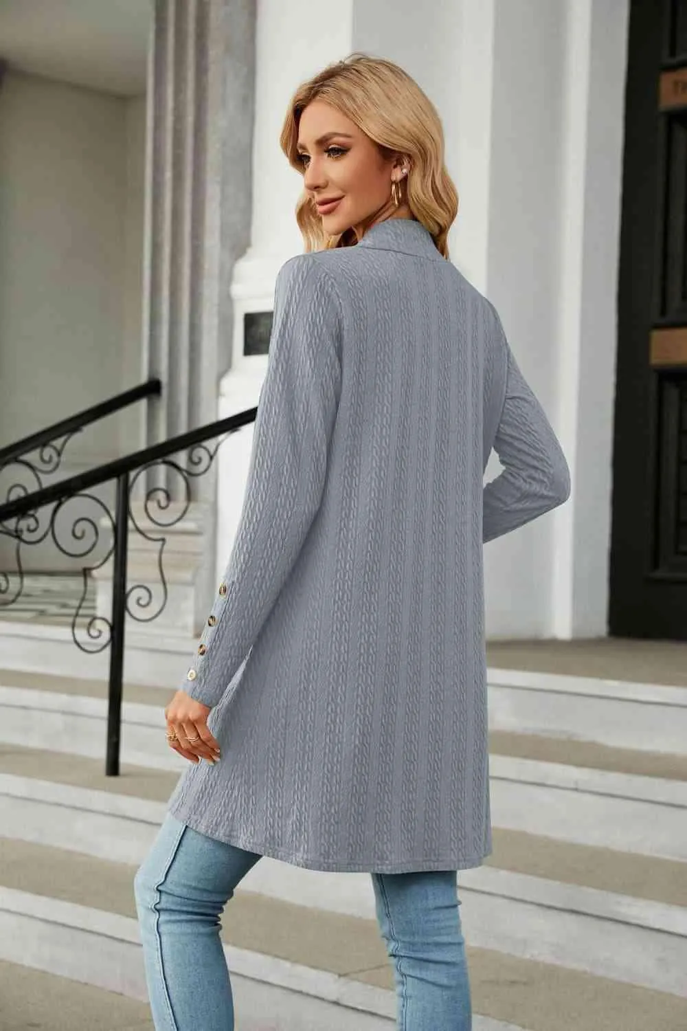 Warm Partner Open Front Long Sleeve Cardigan