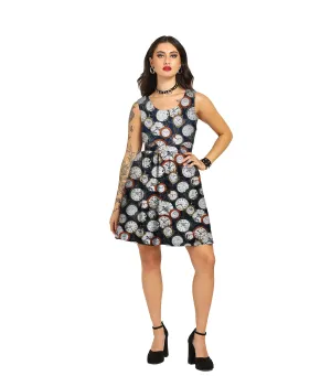 Watch Printed Charm - Trendy Pleated Cotton Dress