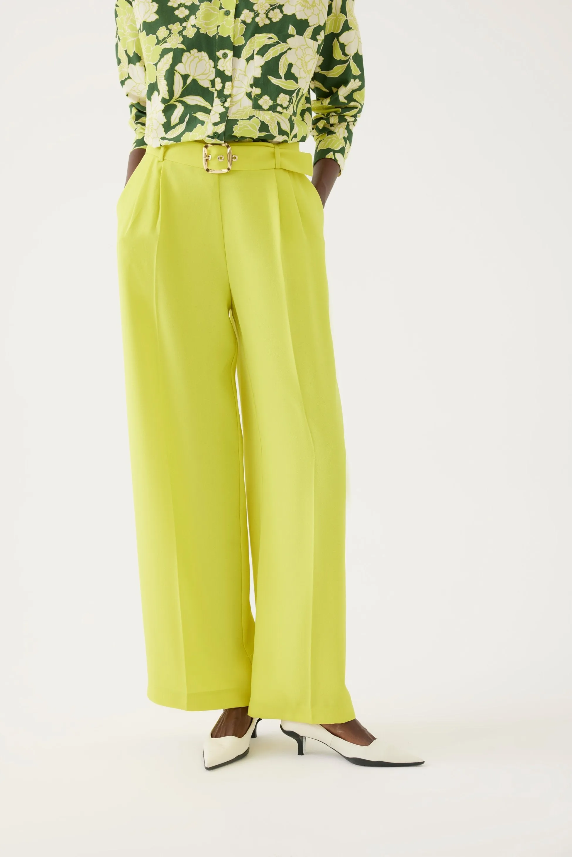 Wide Leg Pants with Belt