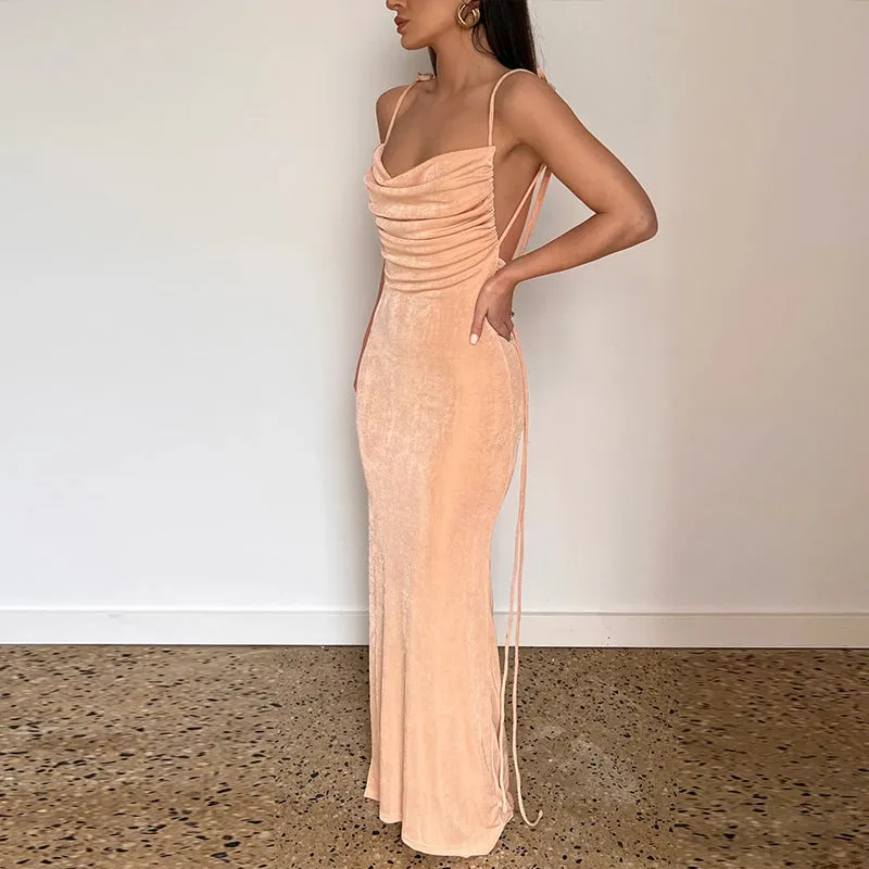 Winter Fashion Solid Colors with Straps Sexy Backless Bodycon Dress