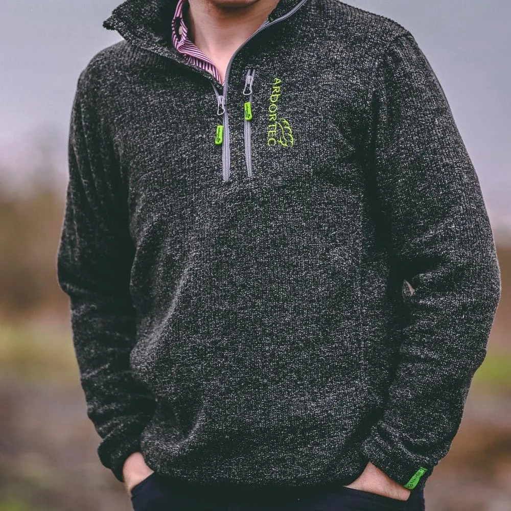 Wolf Half-Zip Knitted Fleece Grey