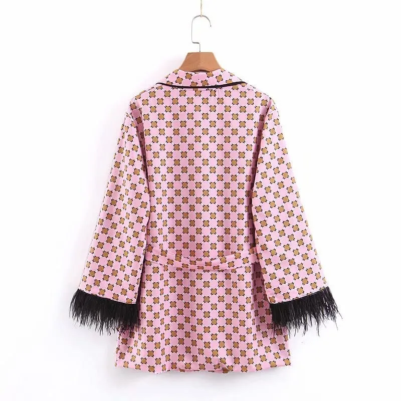 Women jacket for women fashion suit jacket with fringed print