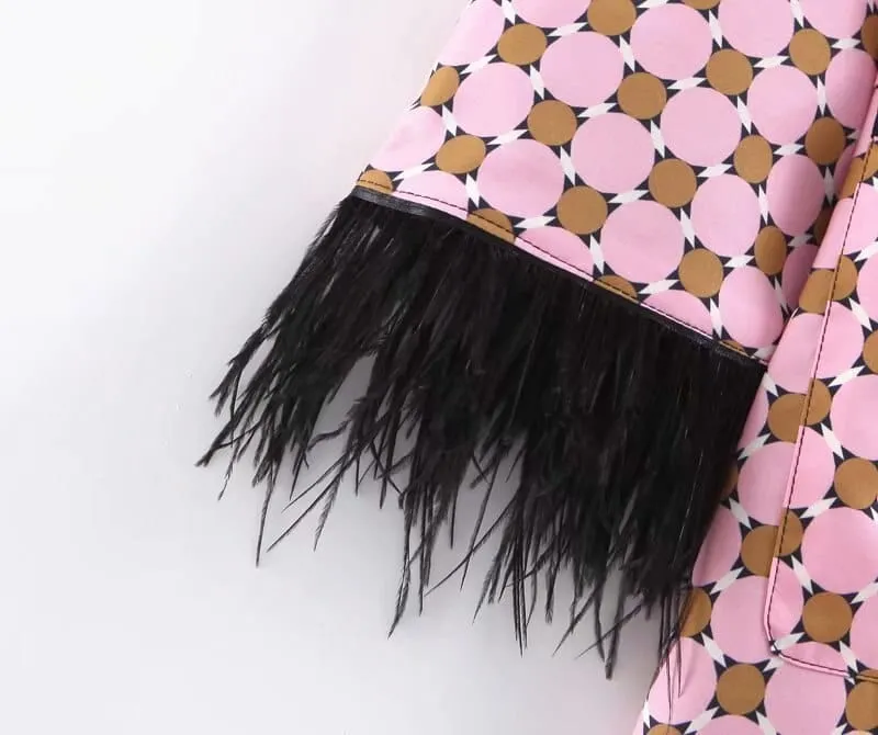 Women jacket for women fashion suit jacket with fringed print