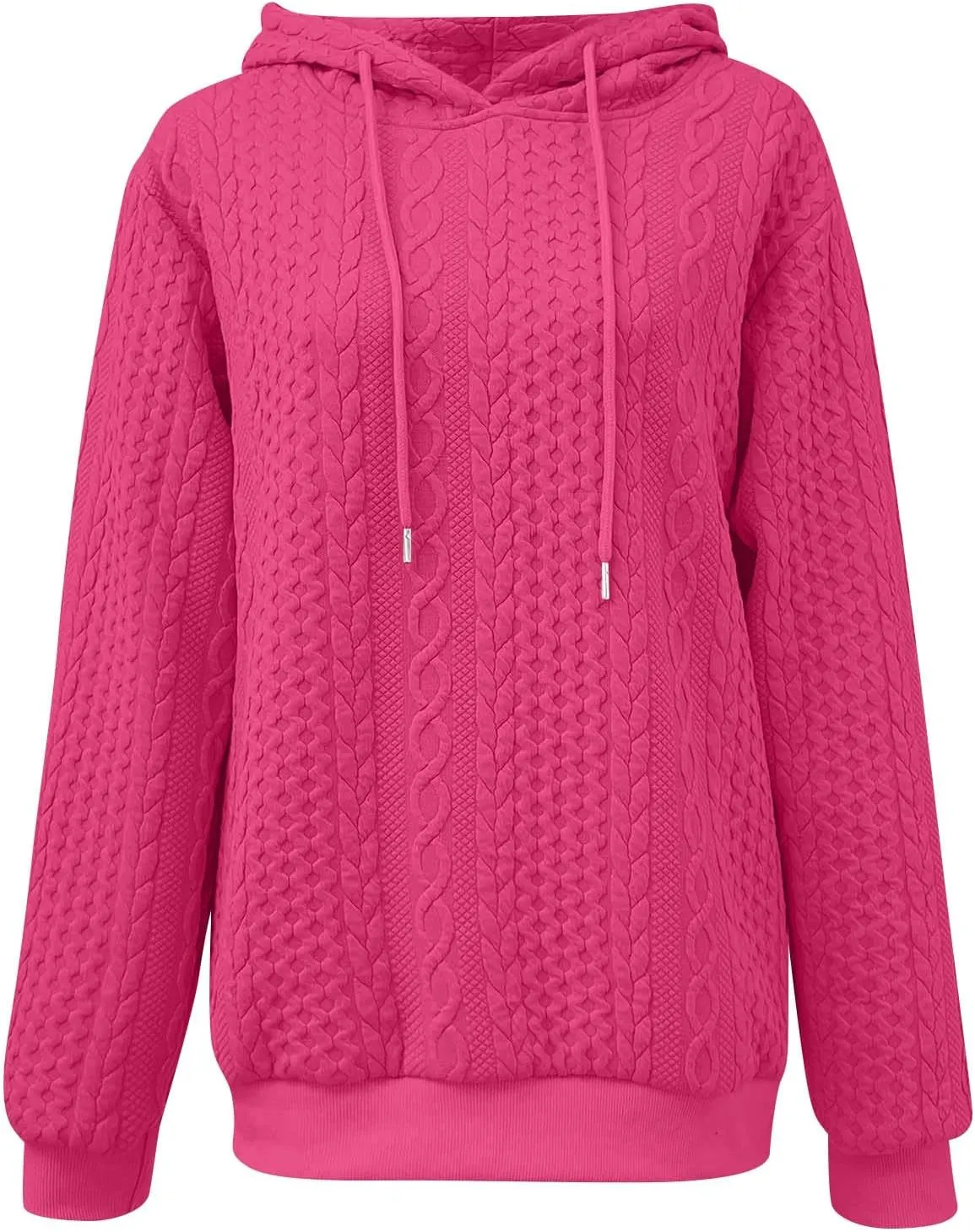 Women's Hoodie Long Sleeve Knit Solid Color Drawstring Sweatshirts 2024 Fall Winter Fashion Warm Pullover Hoodies