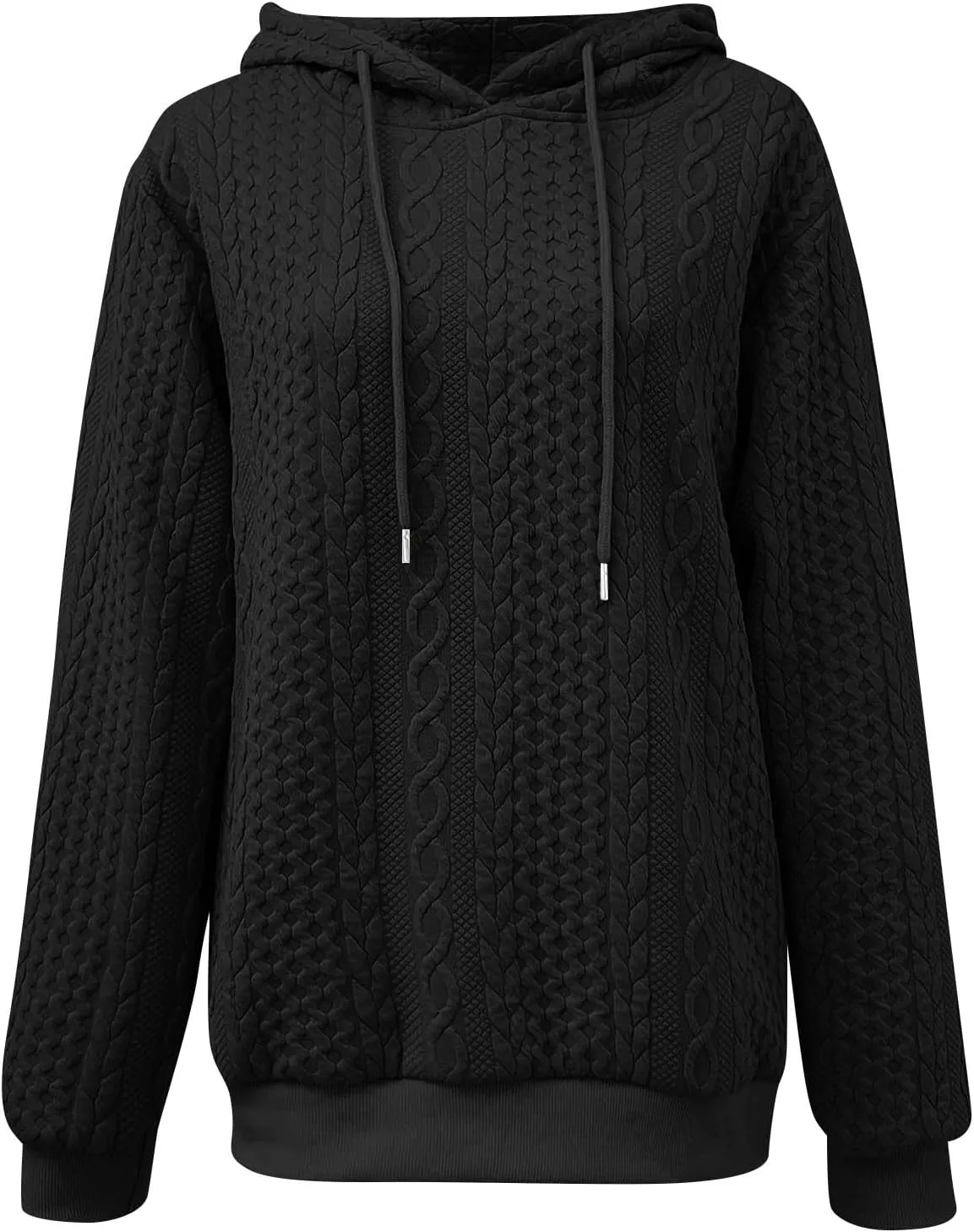 Women's Hoodie Long Sleeve Knit Solid Color Drawstring Sweatshirts 2024 Fall Winter Fashion Warm Pullover Hoodies