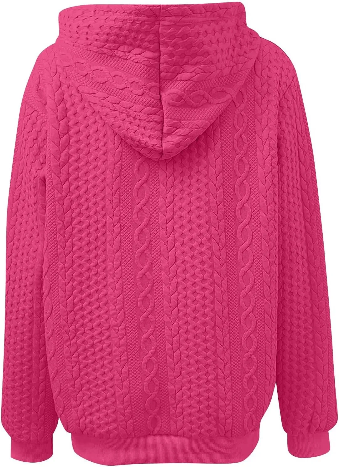 Women's Hoodie Long Sleeve Knit Solid Color Drawstring Sweatshirts 2024 Fall Winter Fashion Warm Pullover Hoodies