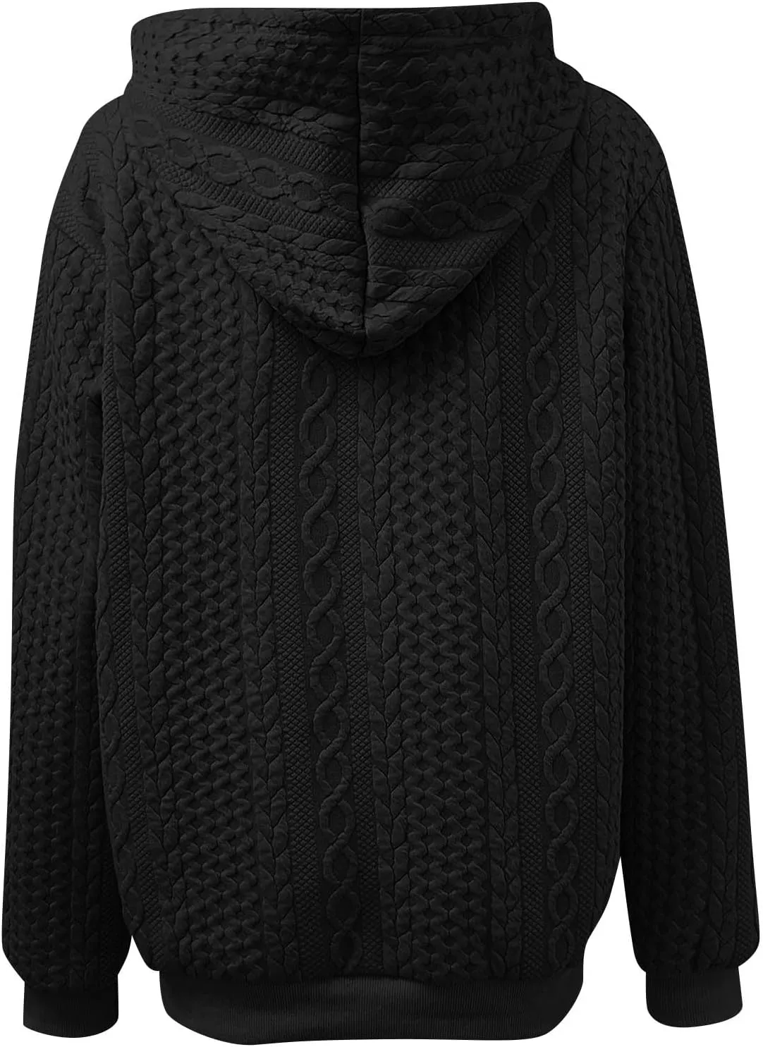 Women's Hoodie Long Sleeve Knit Solid Color Drawstring Sweatshirts 2024 Fall Winter Fashion Warm Pullover Hoodies