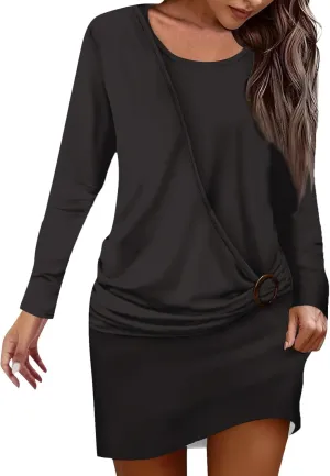 Womens Sweater Dress Long Sleeves Turtle Neck Bodycon Dress Floral Fitted Plaid Dress