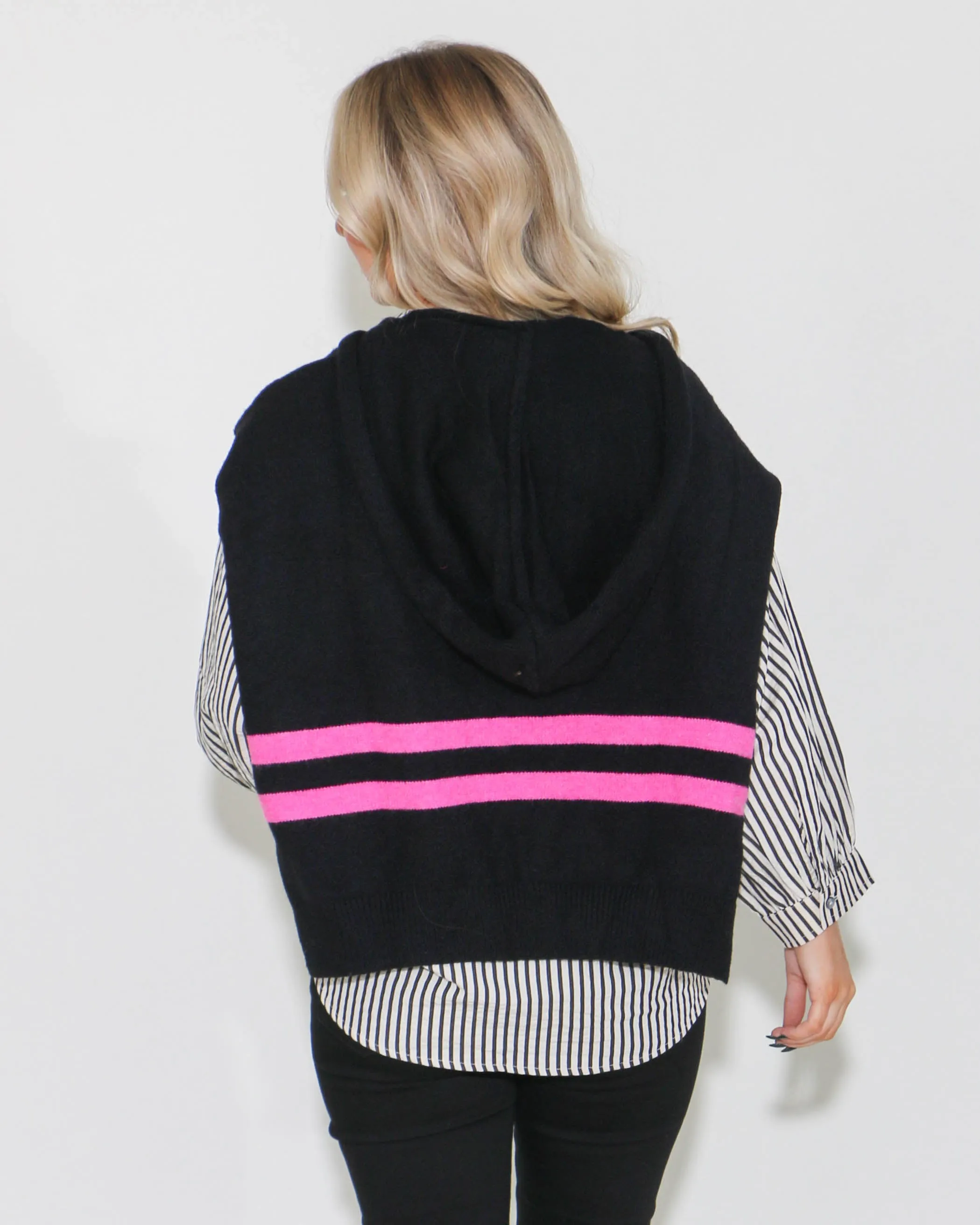 Woven Cape Style Sweater Top in Black
