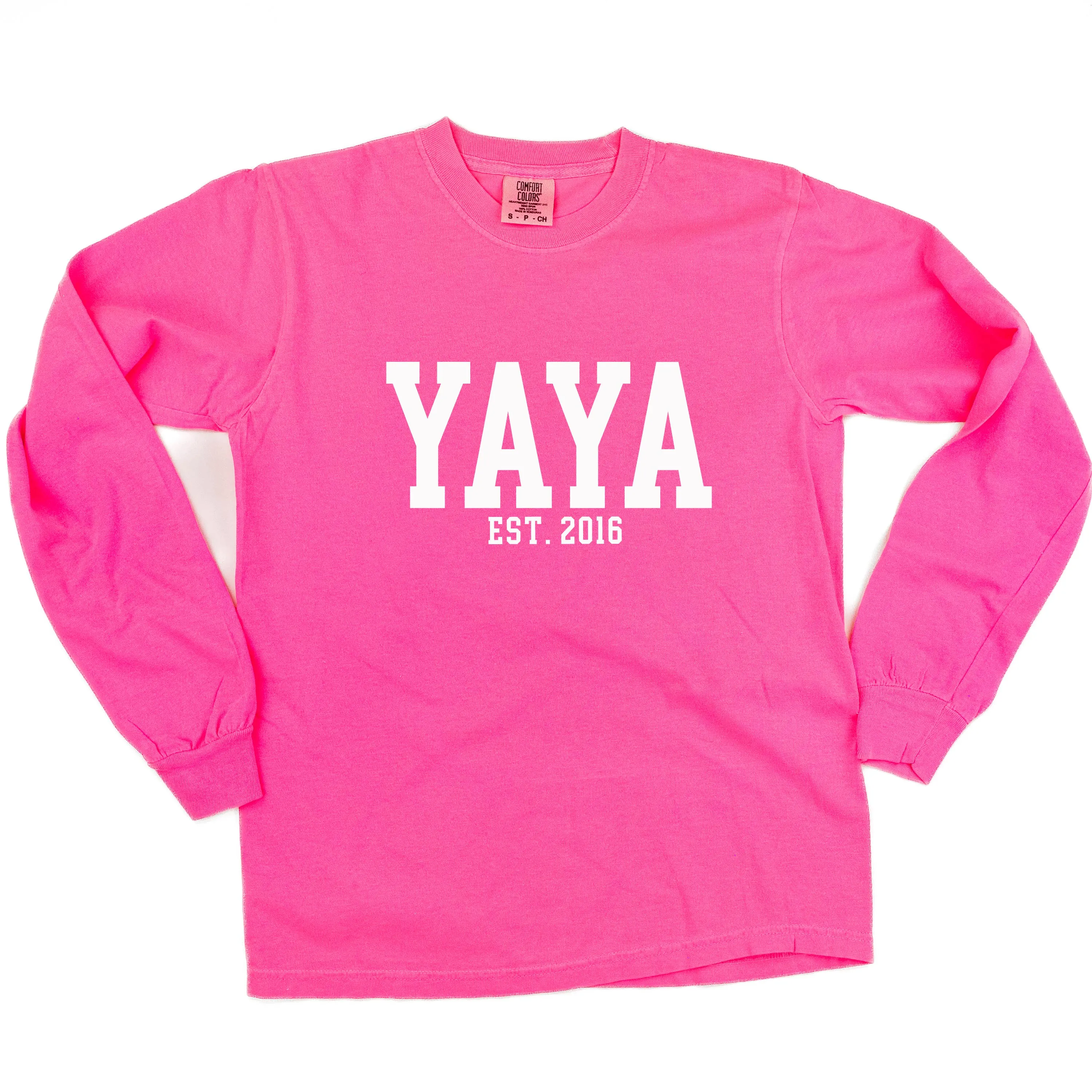 Yaya - EST. (Select Your Year) - LONG SLEEVE COMFORT COLORS TEE