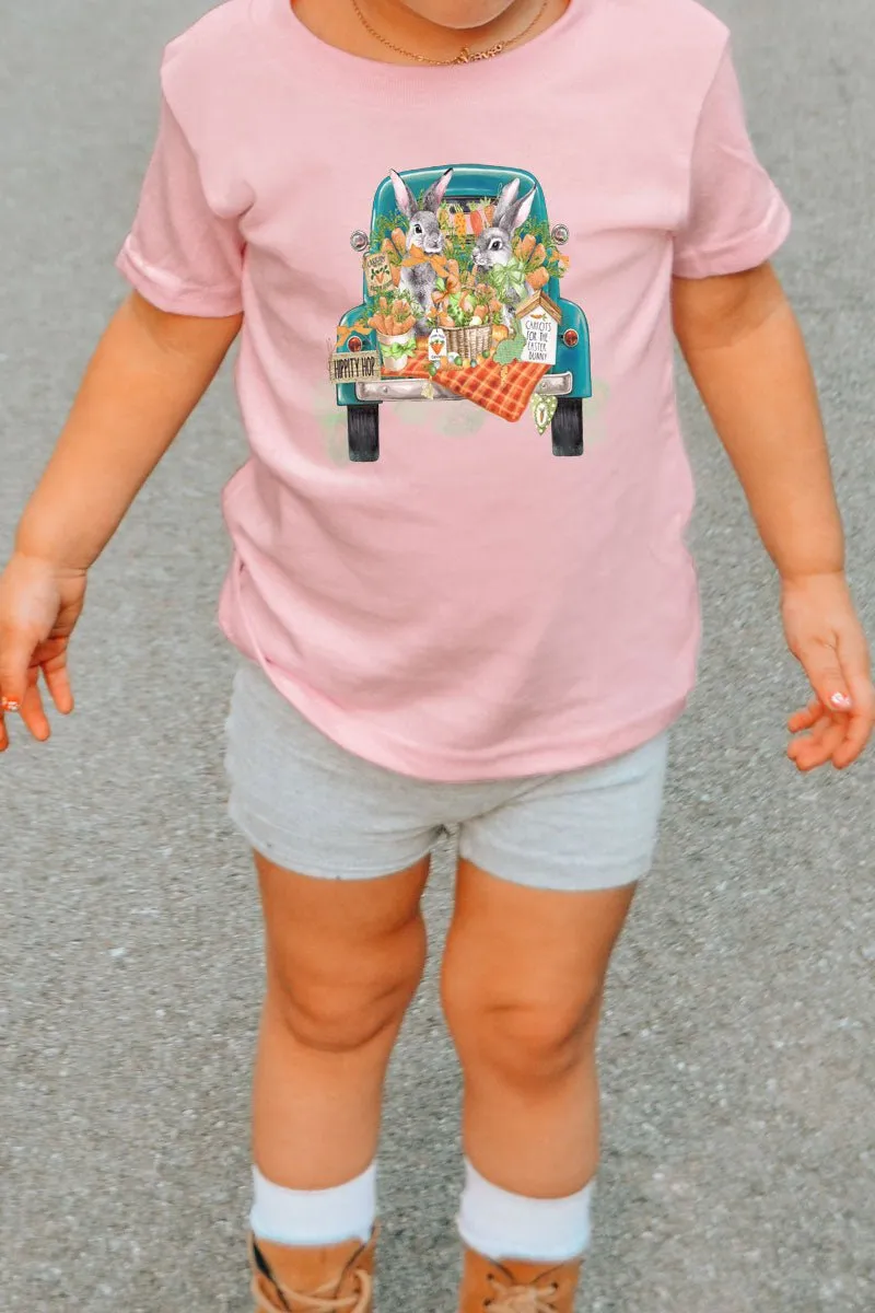 Youth Hippity Hop Bunny Truck Short Sleeve Relaxed Fit T-Shirt